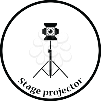 Stage projector icon. Thin circle design. Vector illustration.