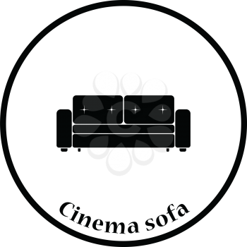 Cinema sofa icon. Thin circle design. Vector illustration.