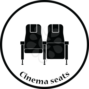 Cinema seats icon. Thin circle design. Vector illustration.
