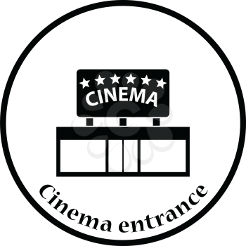 Cinema entrance icon. Thin circle design. Vector illustration.