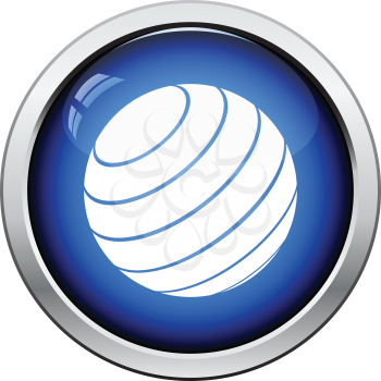 Fitness rubber ball icon. Glossy button design. Vector illustration.