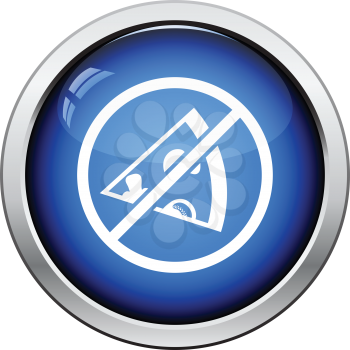Prohibited pizza icon. Glossy button design. Vector illustration.