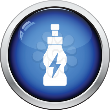 Energy drinks bottle icon. Glossy button design. Vector illustration.