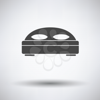 Hotel bed icon on gray background with round shadow. Vector illustration.