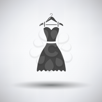 Elegant dress on shoulders icon on gray background with round shadow. Vector illustration.
