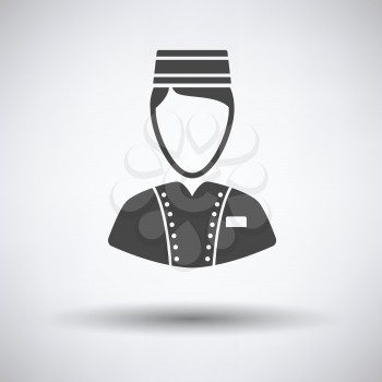 Hotel boy icon on gray background with round shadow. Vector illustration.