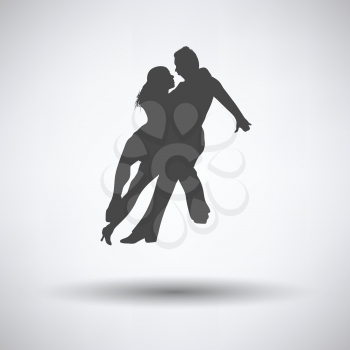 Dancing pair icon on gray background, round shadow. Vector illustration.