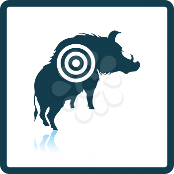Boar silhouette with target icon. Shadow reflection design. Vector illustration.