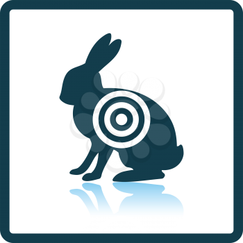 Hare silhouette with target  icon. Shadow reflection design. Vector illustration.