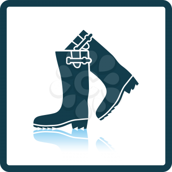Hunter's rubber boots icon. Shadow reflection design. Vector illustration.