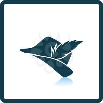 Hunter hat with feather  icon. Shadow reflection design. Vector illustration.