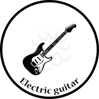 Electric guitar icon. Thin circle design. Vector illustration.