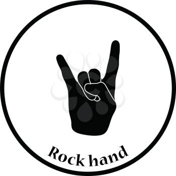 Rock hand icon. Thin circle design. Vector illustration.