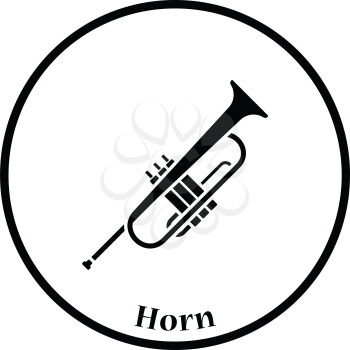 Horn icon. Thin circle design. Vector illustration.
