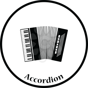 Accordion icon. Thin circle design. Vector illustration.