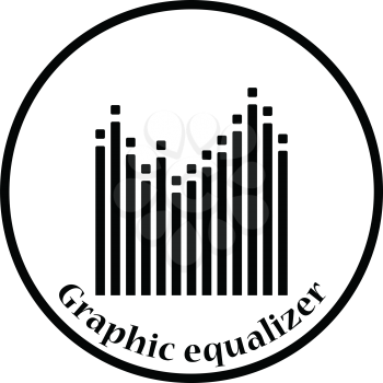 Graphic equalizer icon. Thin circle design. Vector illustration.