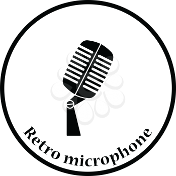 Old microphone icon. Thin circle design. Vector illustration.
