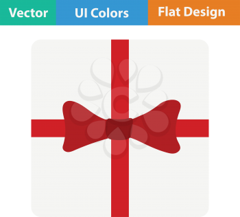 Gift box with ribbon icon. Flat design. Vector illustration.