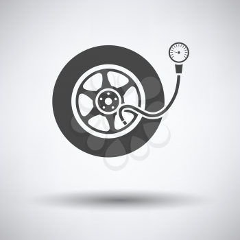 Tire pressure gage icon on gray background, round shadow. Vector illustration.