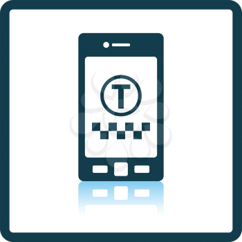 Taxi service mobile application icon. Shadow reflection design. Vector illustration.