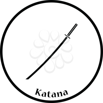Japanese sword icon. Thin circle design. Vector illustration.
