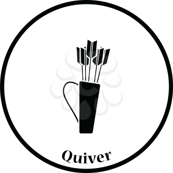 Quiver with arrows icon. Thin circle design. Vector illustration.