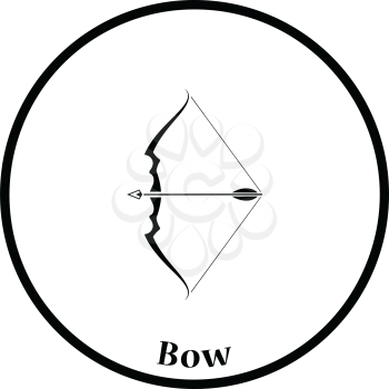 Bow with arrow icon. Thin circle design. Vector illustration.