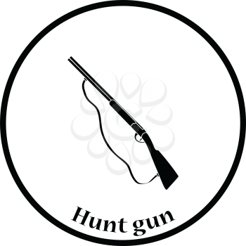 Hunt gun icon. Thin circle design. Vector illustration.