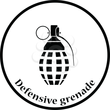 Defensive grenade icon. Thin circle design. Vector illustration.