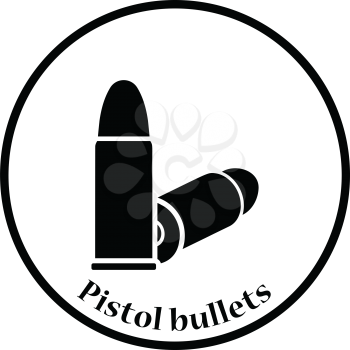 Pistol bullets icon. Thin circle design. Vector illustration.