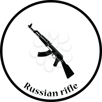 Rassian weapon rifle icon. Thin circle design. Vector illustration.
