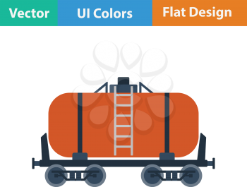 Oil railway tank icon. Flat color design. Vector illustration.
