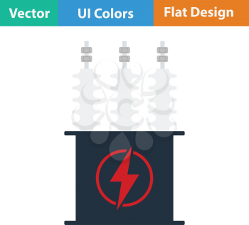 Electric transformer icon. Flat color design. Vector illustration.