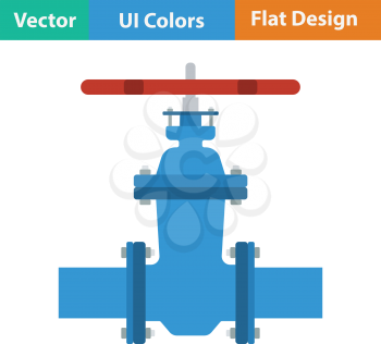 Pipe valve icon. Flat color design. Vector illustration.
