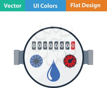 Water meter icon. Flat color design. Vector illustration.