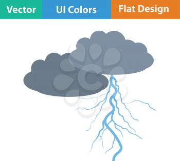 Clouds and lightning icon. Flat design. Vector illustration.