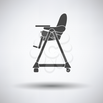 Baby high chair icon on gray background, round shadow. Vector illustration.