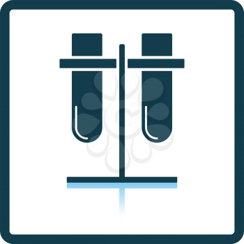 Lab flasks attached to stand icon. Shadow reflection design. Vector illustration.
