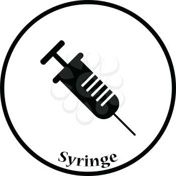 Syringe icon. Thin circle design. Vector illustration.
