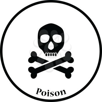 Poison sign icon. Thin circle design. Vector illustration.