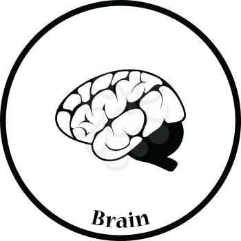 Brain icon. Thin circle design. Vector illustration.