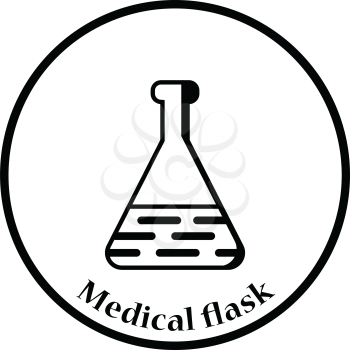 Medical flask icon. Thin circle design. Vector illustration.