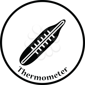 Medical thermometer icon. Thin circle design. Vector illustration.