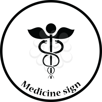 Medicine sign icon. Thin circle design. Vector illustration.