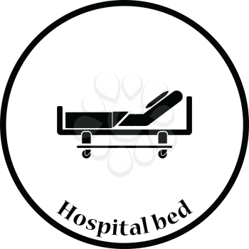 Hospital bed icon. Thin circle design. Vector illustration.
