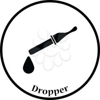 Dropper icon. Thin circle design. Vector illustration.