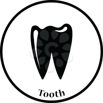 Tooth icon. Thin circle design. Vector illustration.
