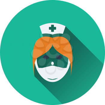 Nurse head icon. Flat color design. Vector illustration.