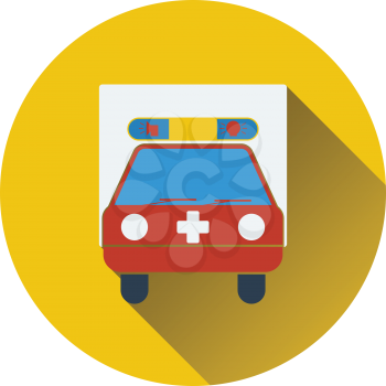 Ambulance car icon. Flat color design. Vector illustration.