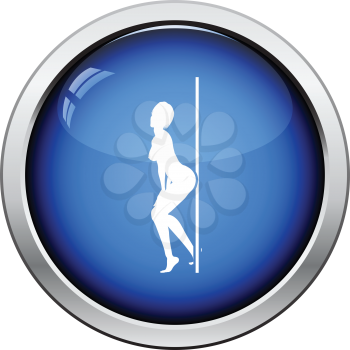 Stripper night club icon. Glossy button design. Vector illustration.